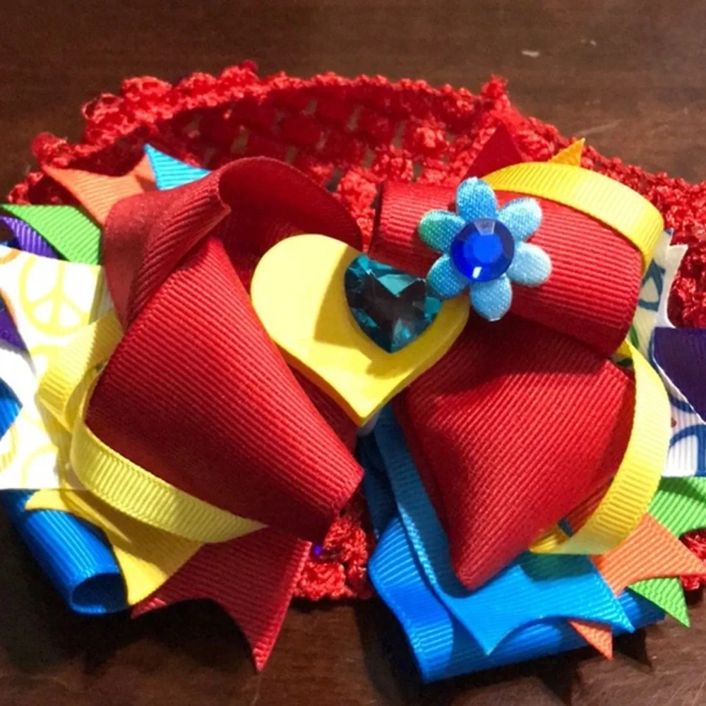 NEW HANDMADE Beautiful & colorful headband RED, YELLOW, BUE, GREEN